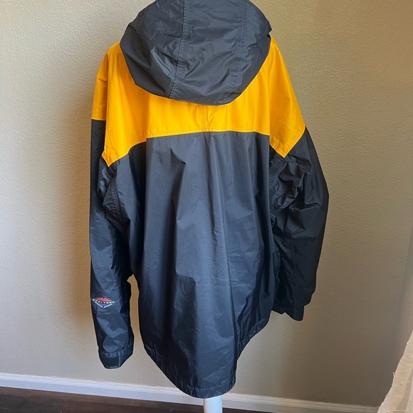 COLUMBIA yellow and black double zip medium weight hooded jacket wind breaker - Picture 5 of 7